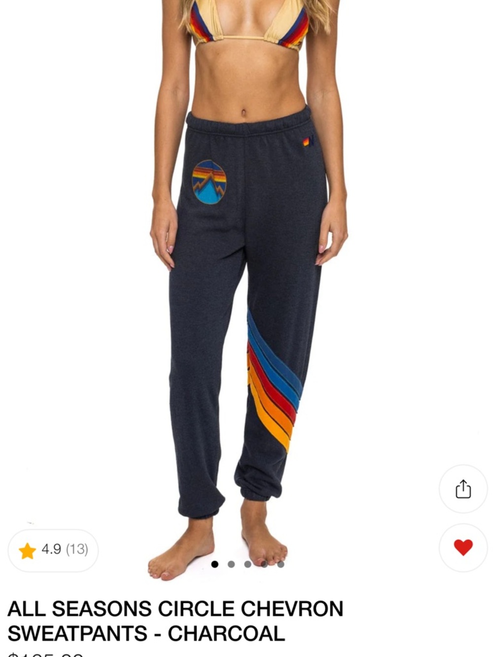 AVIATOR NATION AV ALL SEASONS CIRCLE CHEVRON SWEATPANTS - CHARCOAL XS (like new)